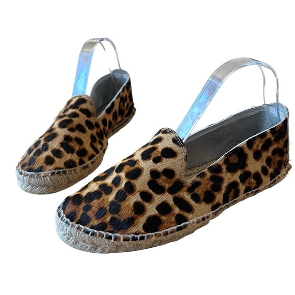 MANEBI ACCRA LEOPARD PRINT CALF HAIR ESPADRILLE 40-9 - Picture 1 of 8